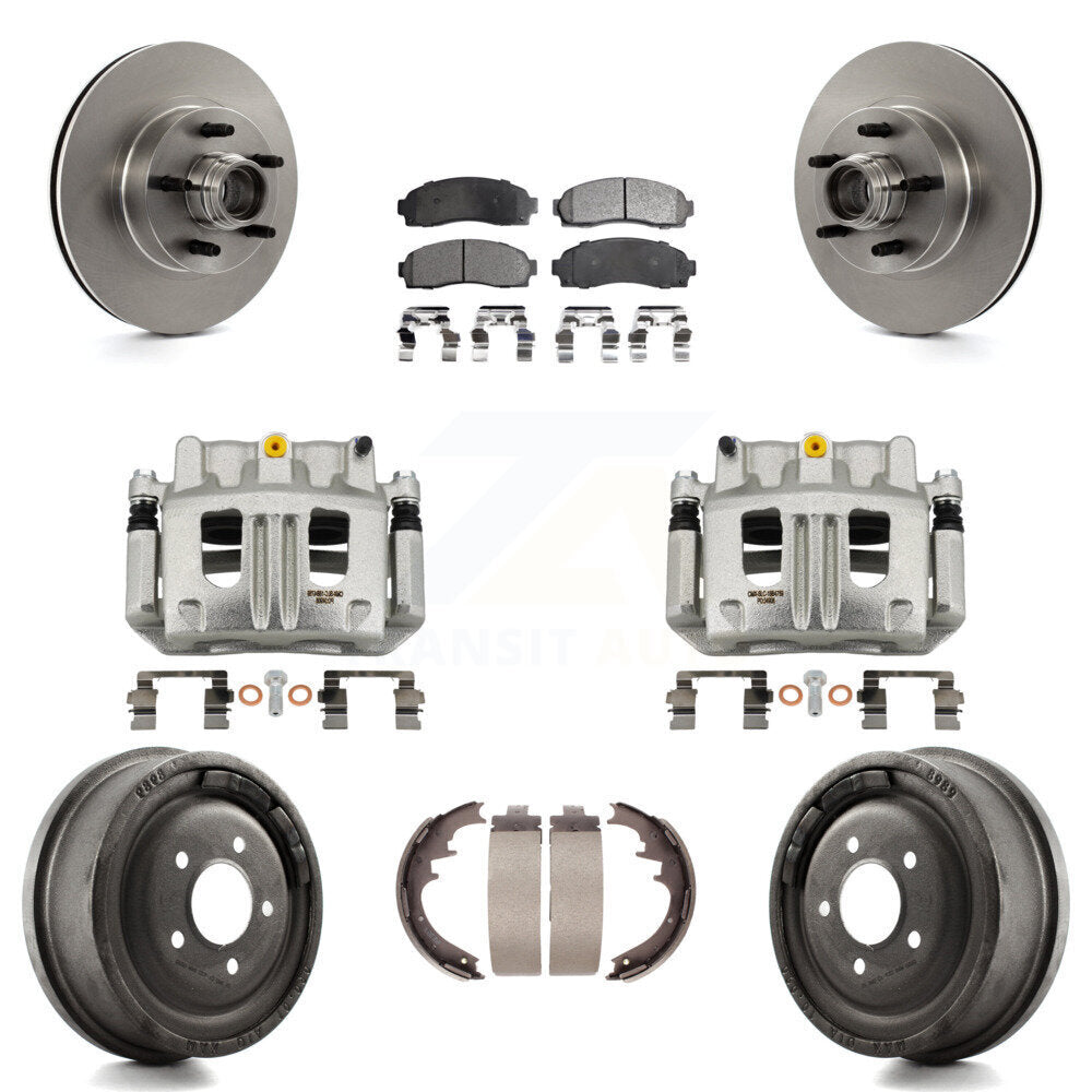Front Rear Disc Brake Caliper Rotor Drum Semi-Metallic Pad Kit (8Pc) For Ford Ranger RWD KC8-100759P