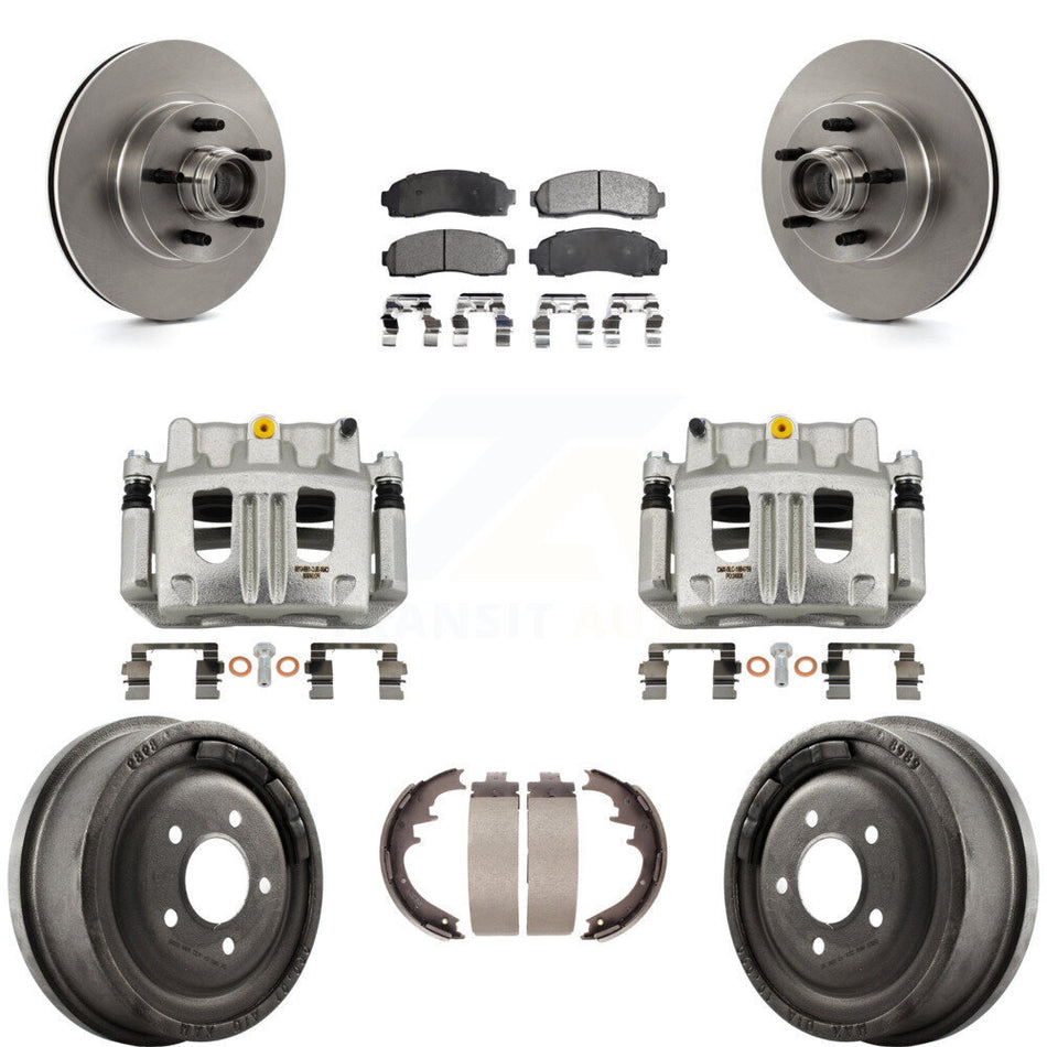 Front Rear Disc Brake Caliper Rotor Drum Semi-Metallic Pad Kit (8Pc) For Ford Ranger RWD KC8-100759P