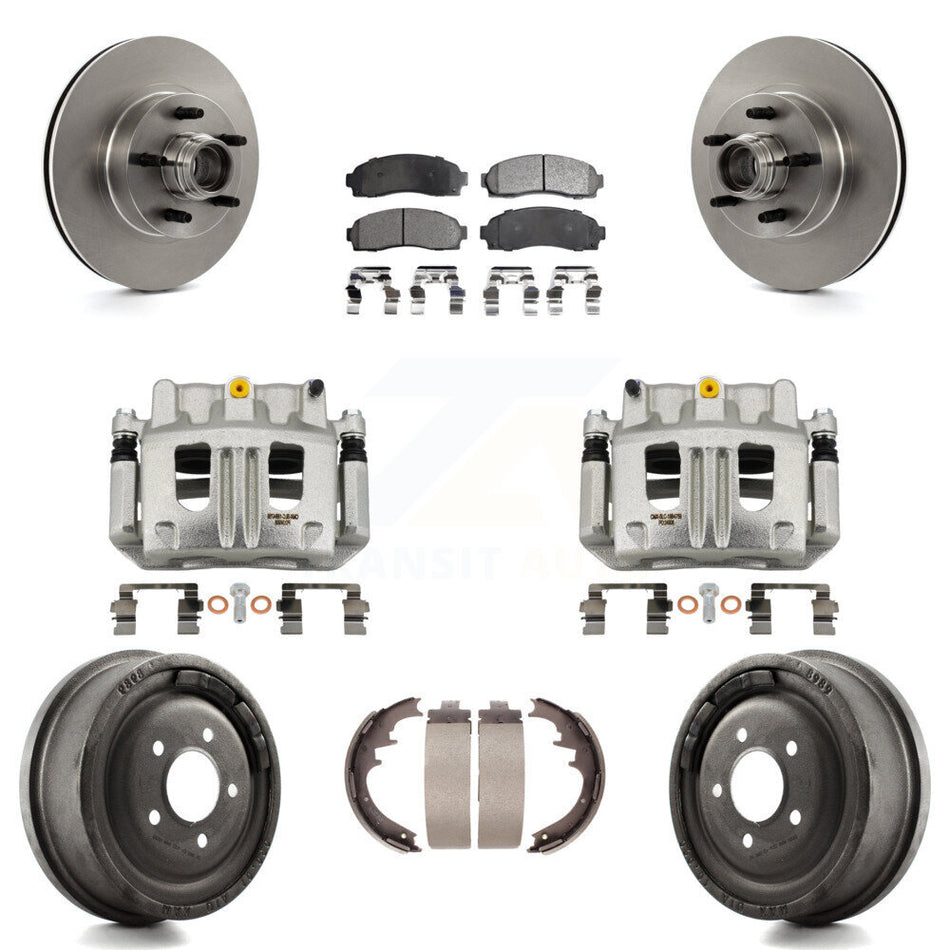 Front Rear Brake Caliper Rotors Drum Ceramic Pad Kit (8Pc) For 2006-2009 Ford Ranger RWD KC8-100759T