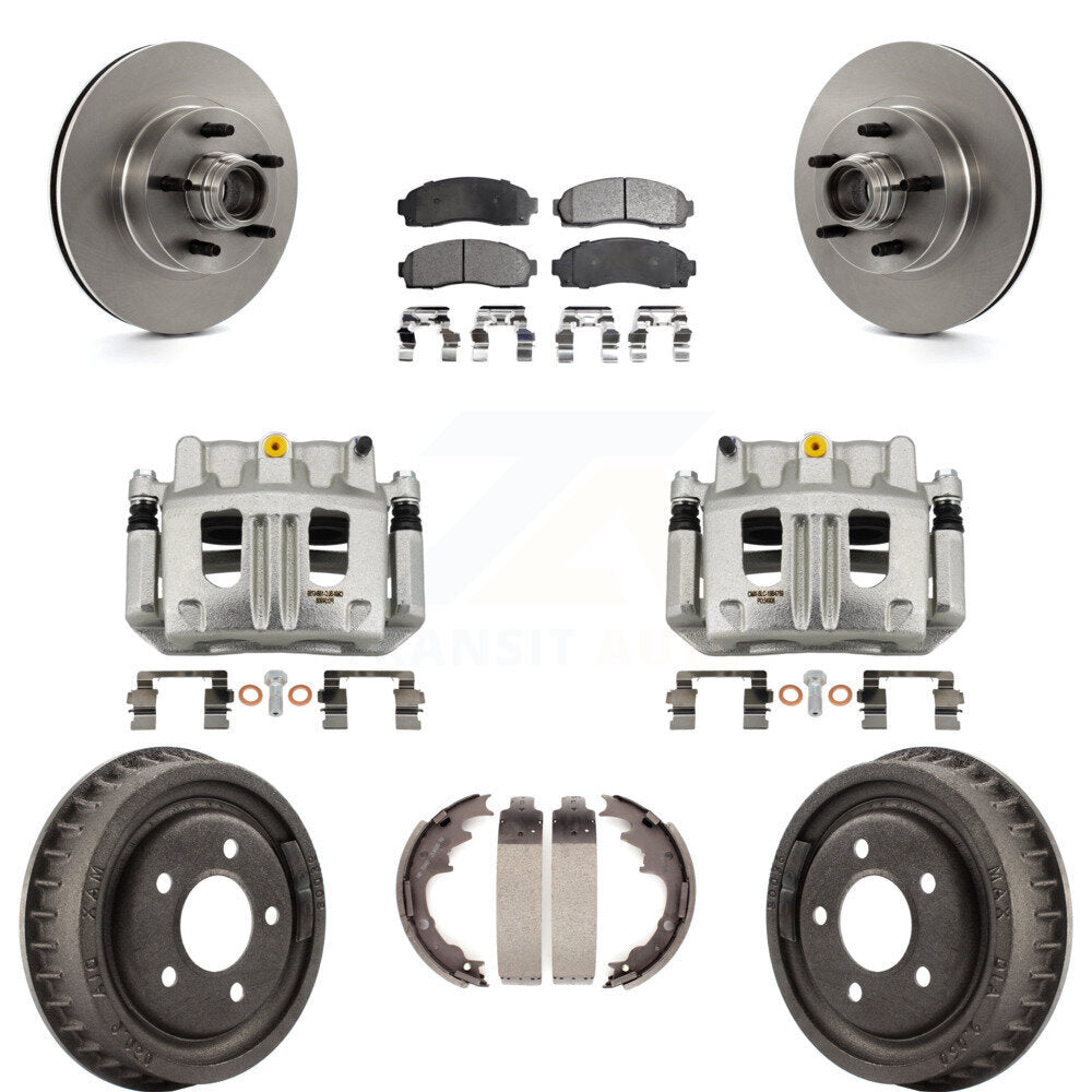Front Rear Disc Brake Caliper Rotor Drum Semi-Metallic Pad Kit (8Pc) For Ford Ranger RWD KC8-100760P