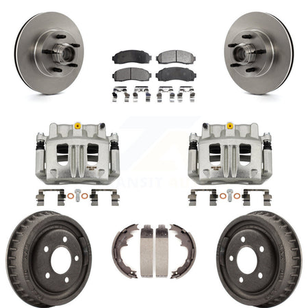 Front Rear Disc Brake Caliper Rotor Drum Semi-Metallic Pad Kit (8Pc) For Ford Ranger RWD KC8-100760P