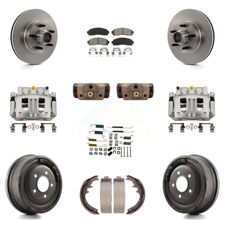 Front Rear Disc Brake Caliper Rotors Drum Semi-Metallic Pad Shoe Cylinder Kit (11Pc) For KC8-100760S