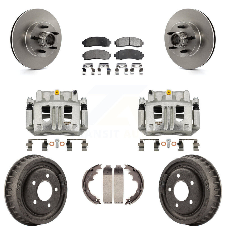 Front Rear Brake Caliper Rotors Drum Ceramic Pad Kit (8Pc) For 2006-2009 Ford Ranger RWD KC8-100760T