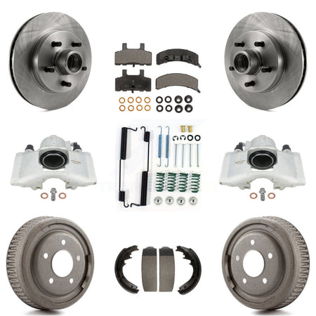 Front Rear Disc Brake Caliper Rotors Drums Semi-Metallic Pads Shoes And Hardware Kit (9Pc) For 1997-1998 Chevrolet C1500 Suburban GAS engine With 10" Diameter Drum KC8-100761P by Transit Auto