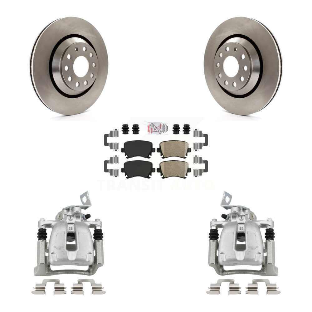 Rear Disc Brake Caliper Rotors And Ceramic Pads Kit For 2009 Volkswagen Passat CC KC8-100762N