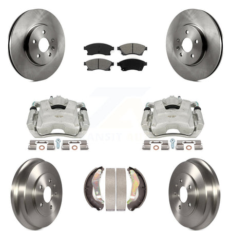 Front Rear Disc Brake Caliper Rotors Drums Semi-Metallic Pads Kit (8Pc) For 2013-2014 Chevrolet Sonic RS KC8-100763S by Transit Auto