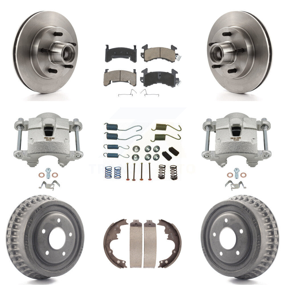 Front Rear Brake Caliper Rotor Drum Ceramic Pad Shoe Hardware Kit (9Pc) For Chevrolet El KC8-100766C