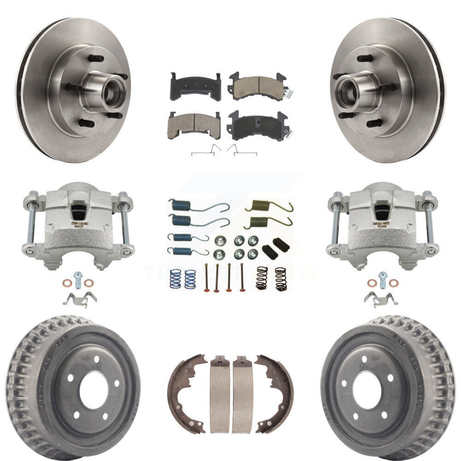 Front Rear Brake Caliper Rotor Drum Ceramic Pad Shoe Hardware Kit (9Pc) For Chevrolet El KC8-100766C