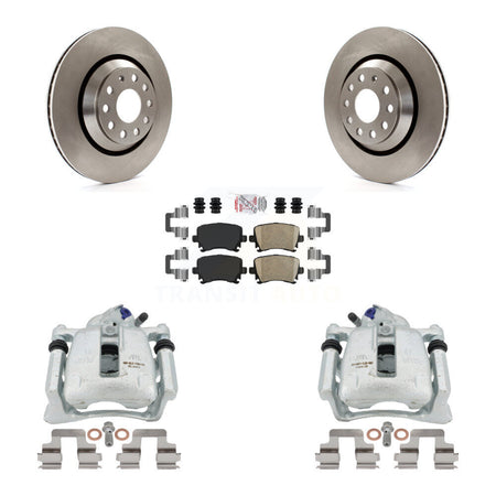 Rear Disc Brake Caliper Rotors And Ceramic Pads Kit For 2010 Volkswagen CC FWD with 3.6L Without Parking Motor KC8-100766N by Transit Auto