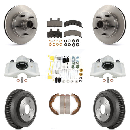 Front Rear Disc Brake Caliper Rotors Drums Semi-Metallic Pads Shoes And Hardware Kit (9Pc) For 1994-1999 Dodge Ram 1500 RWD KC8-100766P by Transit Auto