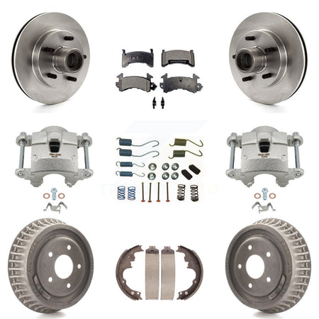 Front Rear Brake Caliper Rotors Drum Ceramic Pad Shoe & Hardware Kit (9Pc) For Chevrolet KC8-100766T