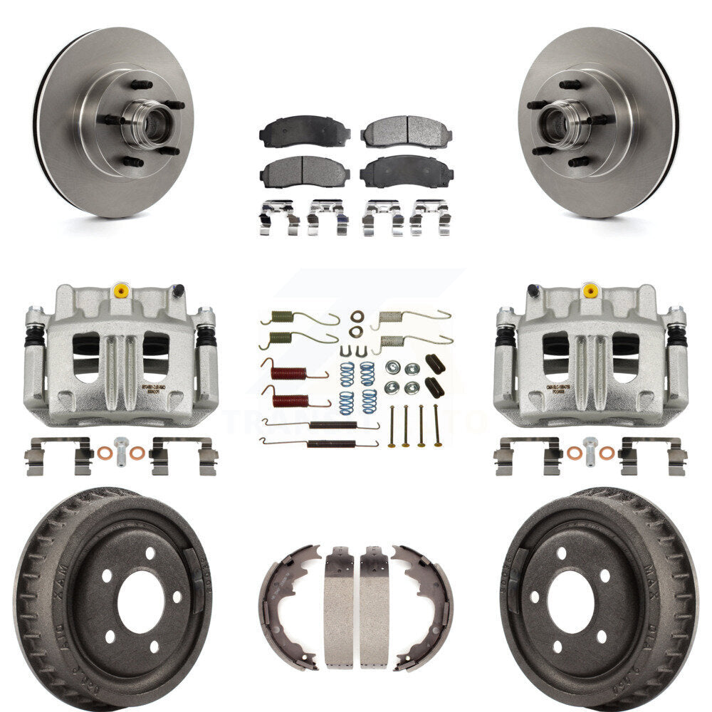 Front Rear Disc Brake Caliper Rotor Drum Semi-Metallic Pad Shoe & Hardware Kit (9Pc) For KC8-100767P