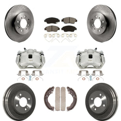 Front Rear Disc Brake Caliper Rotors Drums Semi-Metallic Pads Kit (8Pc) For Honda Fit KC8-100767S