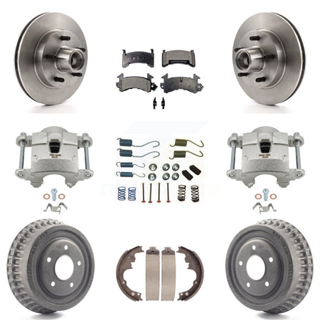 Front Rear Brake Caliper Rotor Drum Ceramic Pad Shoe Hardware Kit (9Pc) For Chevrolet El KC8-100767T