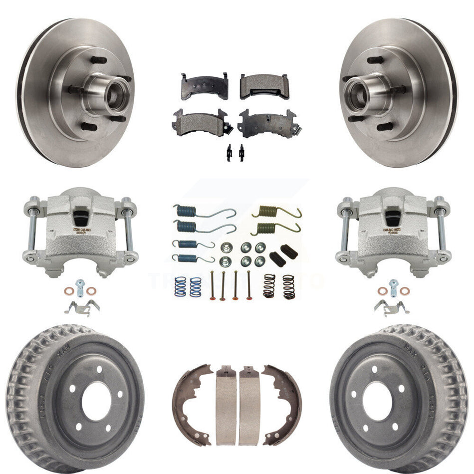 Front Rear Brake Caliper Rotor Drum Ceramic Pad Shoe Hardware Kit (9Pc) For Chevrolet El KC8-100767T