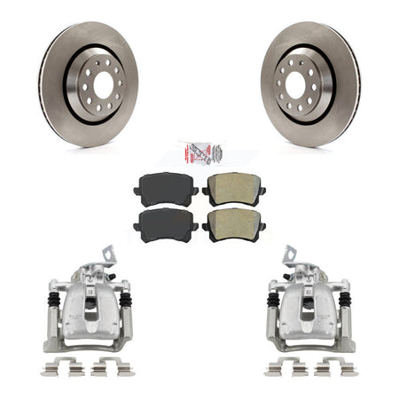 Rear Disc Brake Caliper Rotor & Semi-Metallic Pad Kit For 2009 Volkswagen Passat CC 2.0L KC8-100768N