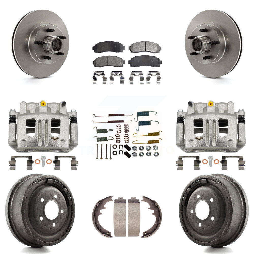 Front Rear Disc Brake Caliper Rotor Drum Semi-Metallic Pad Shoe & Hardware Kit (9Pc) For KC8-100768P