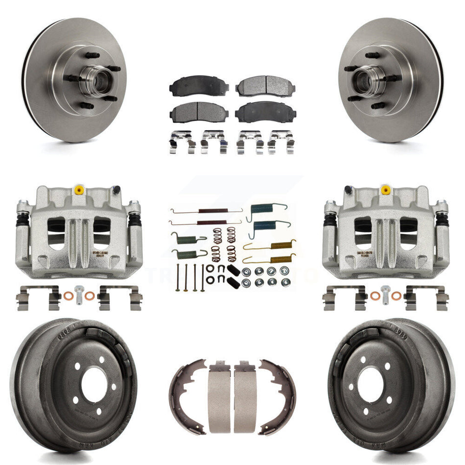 Front Rear Disc Brake Caliper Rotor Drum Semi-Metallic Pad Shoe & Hardware Kit (9Pc) For KC8-100768P