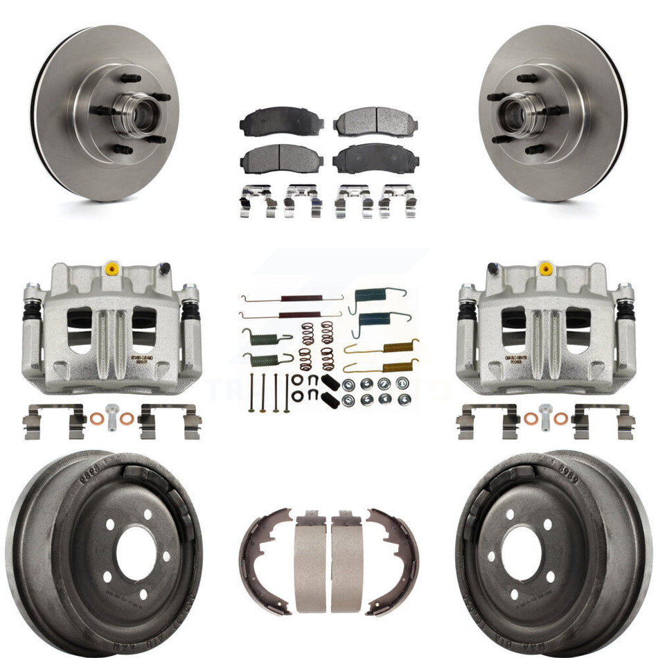 Front Rear Disc Brake Caliper Rotor Drum Semi-Metallic Pad Shoe & Hardware Kit (9Pc) For KC8-100768P