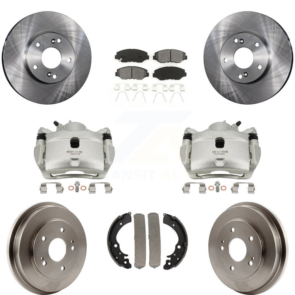 Front Rear Brake Caliper Rotors Drums Semi-Metallic Pads Kit (8Pc) For Honda Fit Accord KC8-100768S