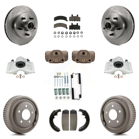 Front Rear Disc Brake Caliper Rotors Drums Ceramic Pads Shoes Wheel Cylinders And Hardware Kit (11Pc) For 1997 Chevrolet C1500 Suburban GAS engine With 10" Diameter Drum KC8-100769C by Transit Auto