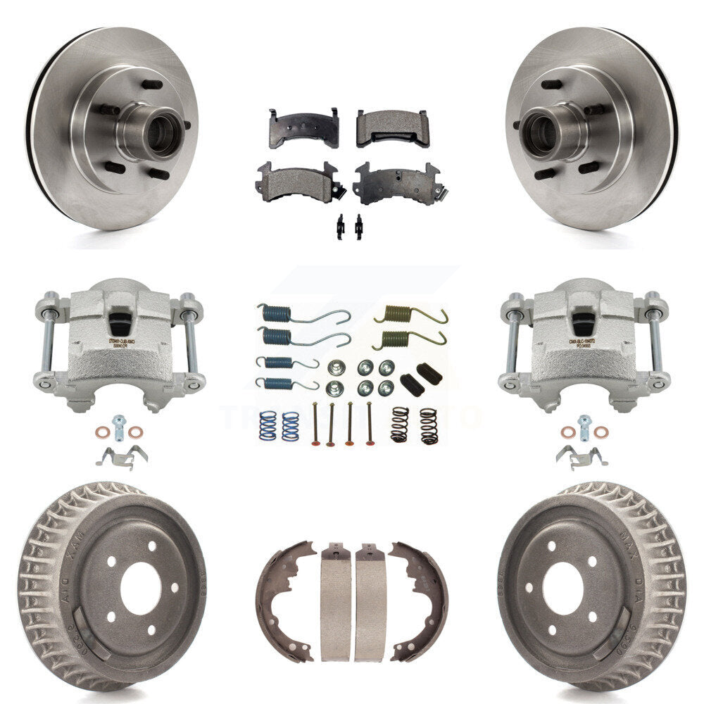 Front Rear Brake Caliper Rotors Drum Semi-Metallic Pad Shoe & Hardware Kit (9Pc) For S10 KC8-100769P