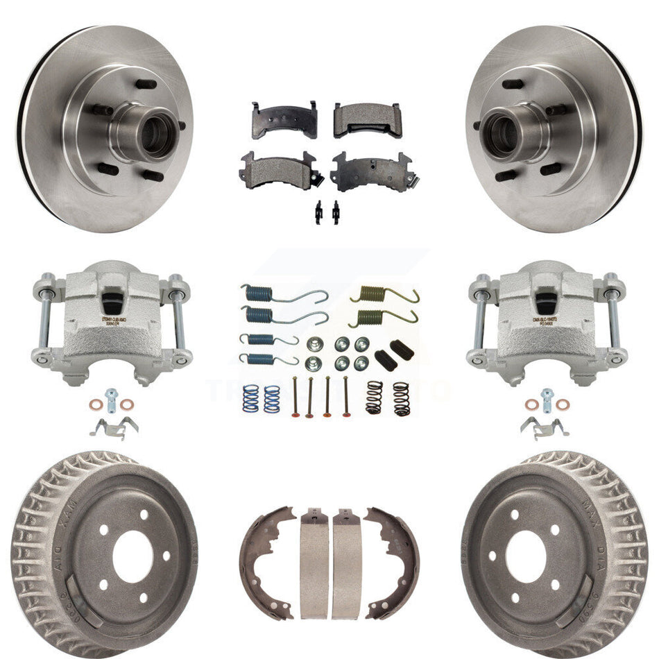 Front Rear Brake Caliper Rotors Drum Semi-Metallic Pad Shoe & Hardware Kit (9Pc) For S10 KC8-100769P