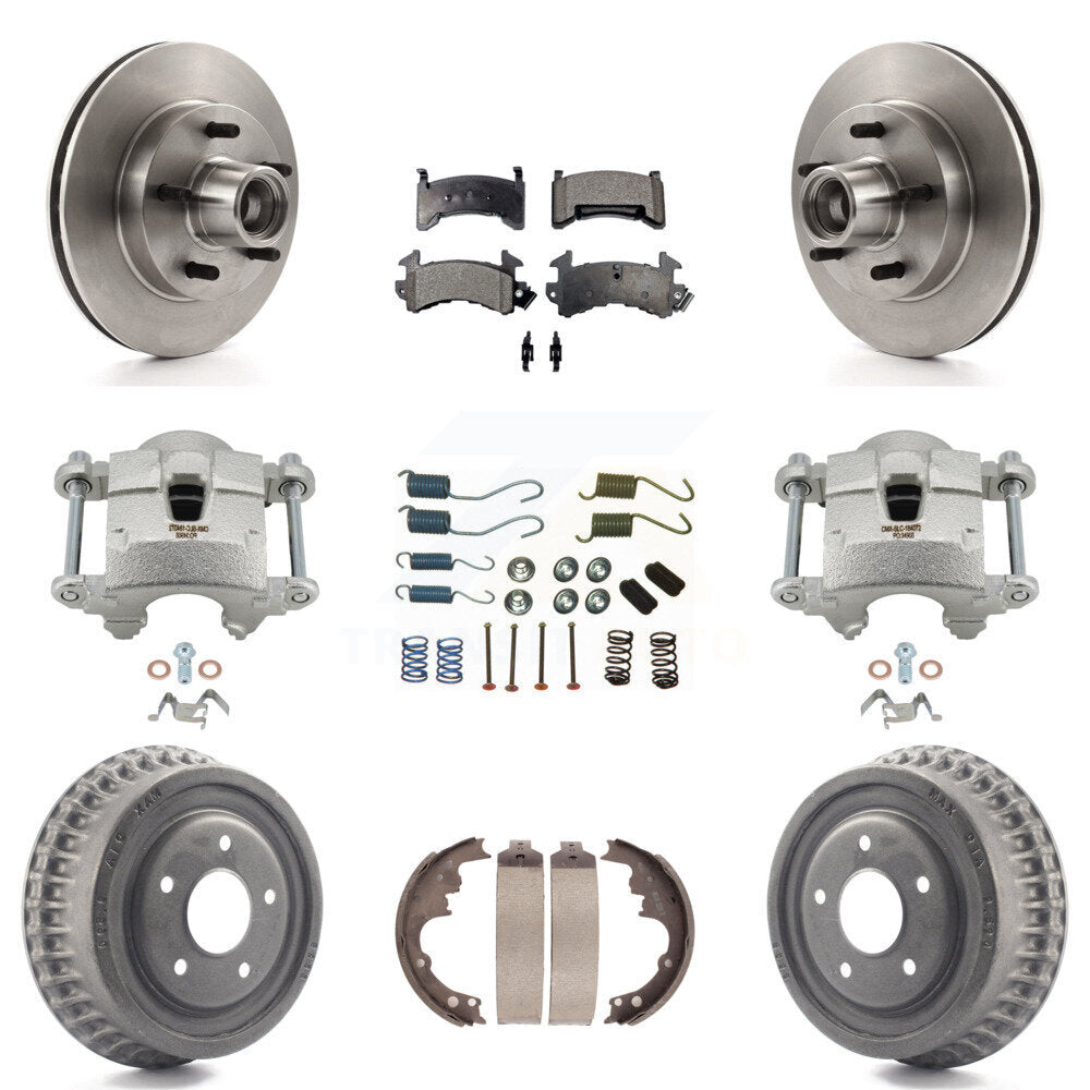 Front Rear Brake Caliper Rotor Drum Semi-Metallic Pad Shoe Hardware Kit (9Pc) For Camaro KC8-100770P