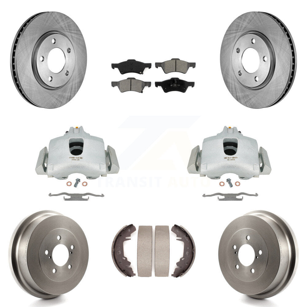 Front Rear Disc Brake Caliper Rotors Drums Semi-Metallic Pads Kit (8Pc) For Dodge Chrysler Town & Country Grand Caravan rear brakes KC8-100770S by Transit Auto