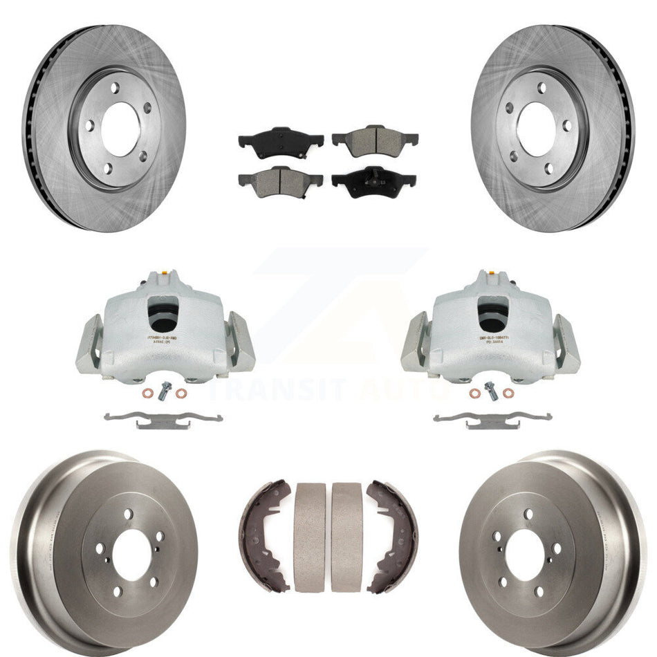 Front Rear Disc Brake Caliper Rotors Drums Semi-Metallic Pads Kit (8Pc) For Dodge Chrysler Town & Country Grand Caravan rear brakes KC8-100770S