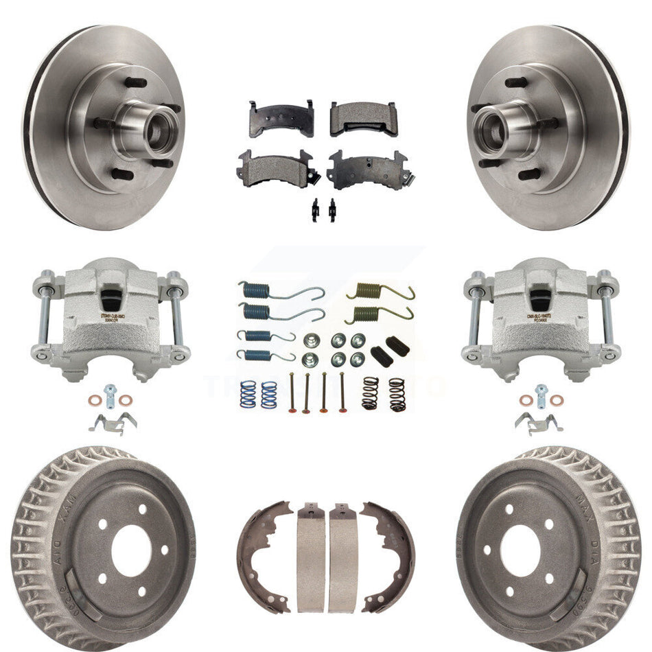 Front Rear Brake Caliper Rotors Drum Semi-Metallic Pad Shoe & Hardware Kit (9Pc) For S10 KC8-100772P