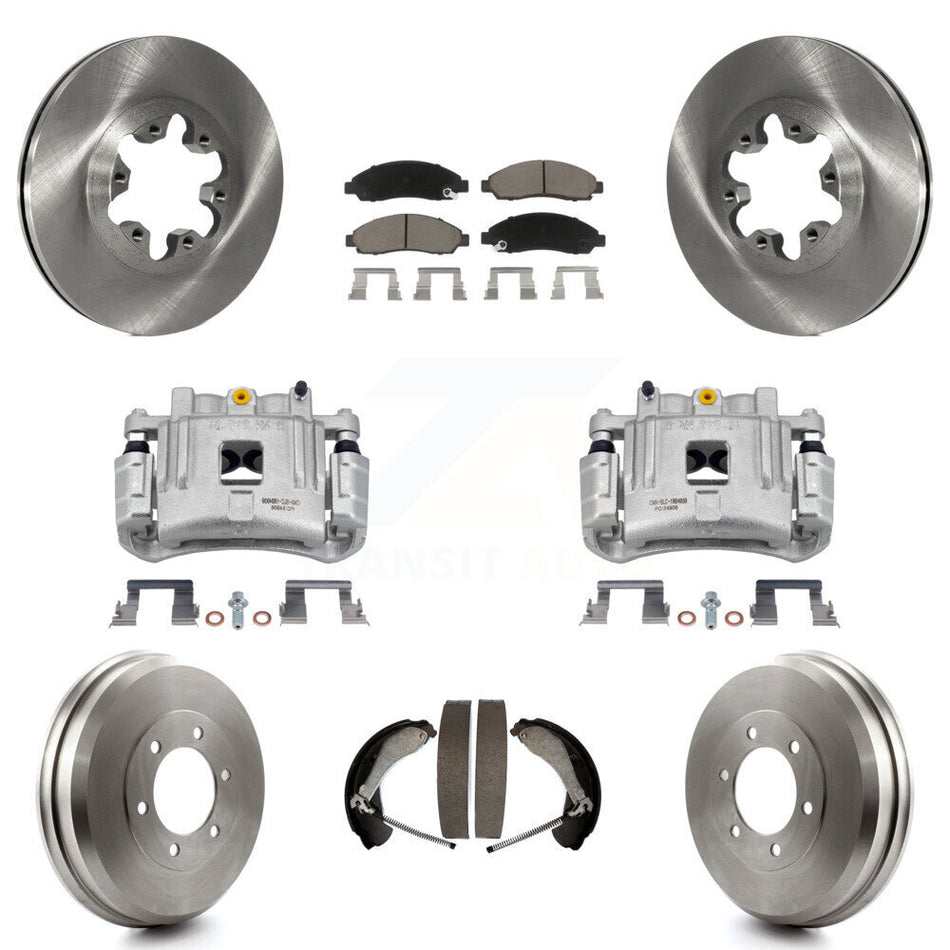 Front Rear Brake Caliper Rotors Drums Ceramic Pads Kit (8Pc) For Chevrolet Colorado GMC KC8-100773C