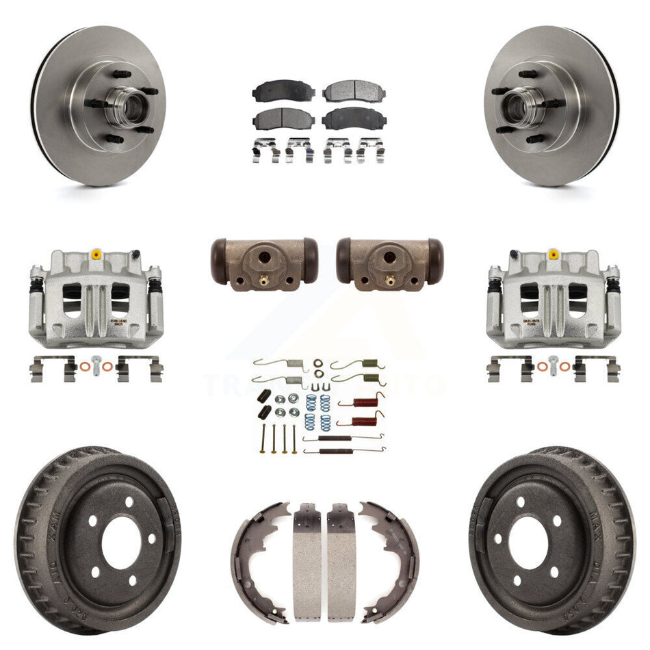 Front Rear Disc Brake Caliper Rotors Drum Semi-Metallic Pad Shoe Cylinder Kit (11Pc) For KC8-100774P
