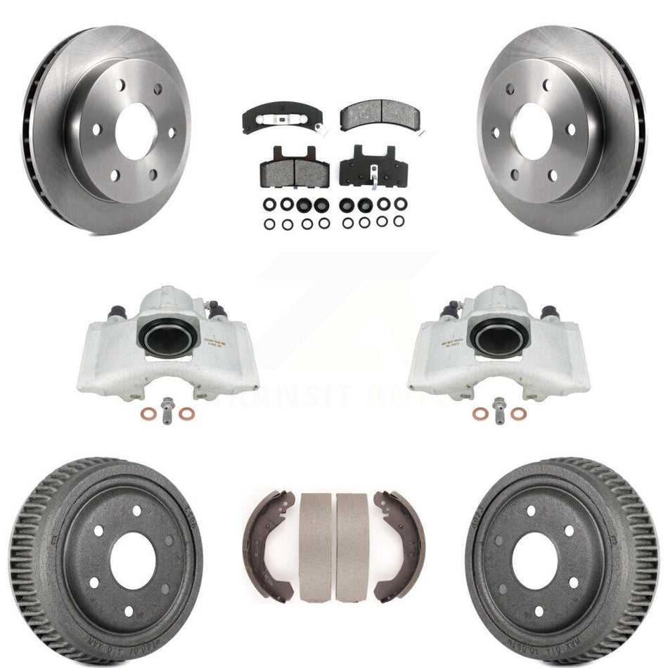 Front Rear Disc Brake Caliper Rotors Drums Semi-Metallic Pads Kit (8Pc) For Chevrolet K1500 GMC Yukon Blazer KC8-100774S by Transit Auto