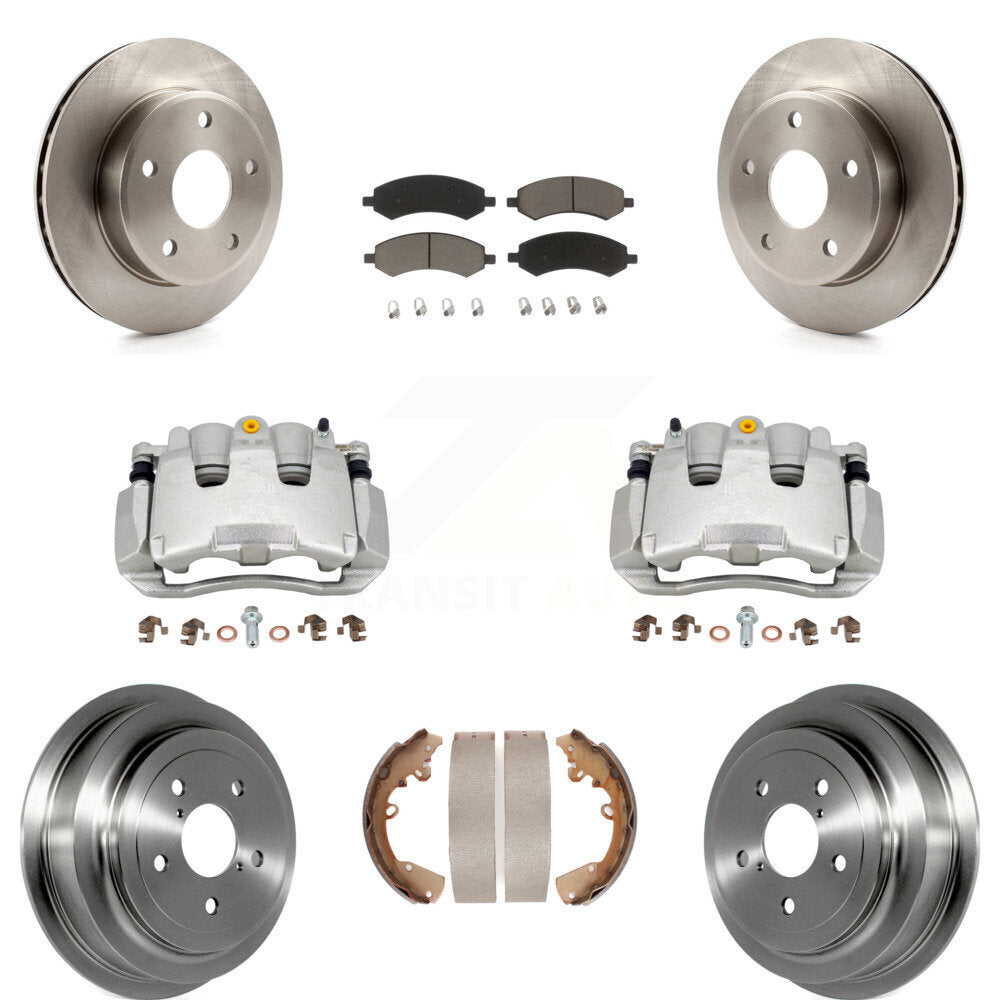 Front Rear Disc Brake Caliper Rotors Drums Ceramic Pads Kit (8Pc) For Dakota Dodge Ram KC8-100775C