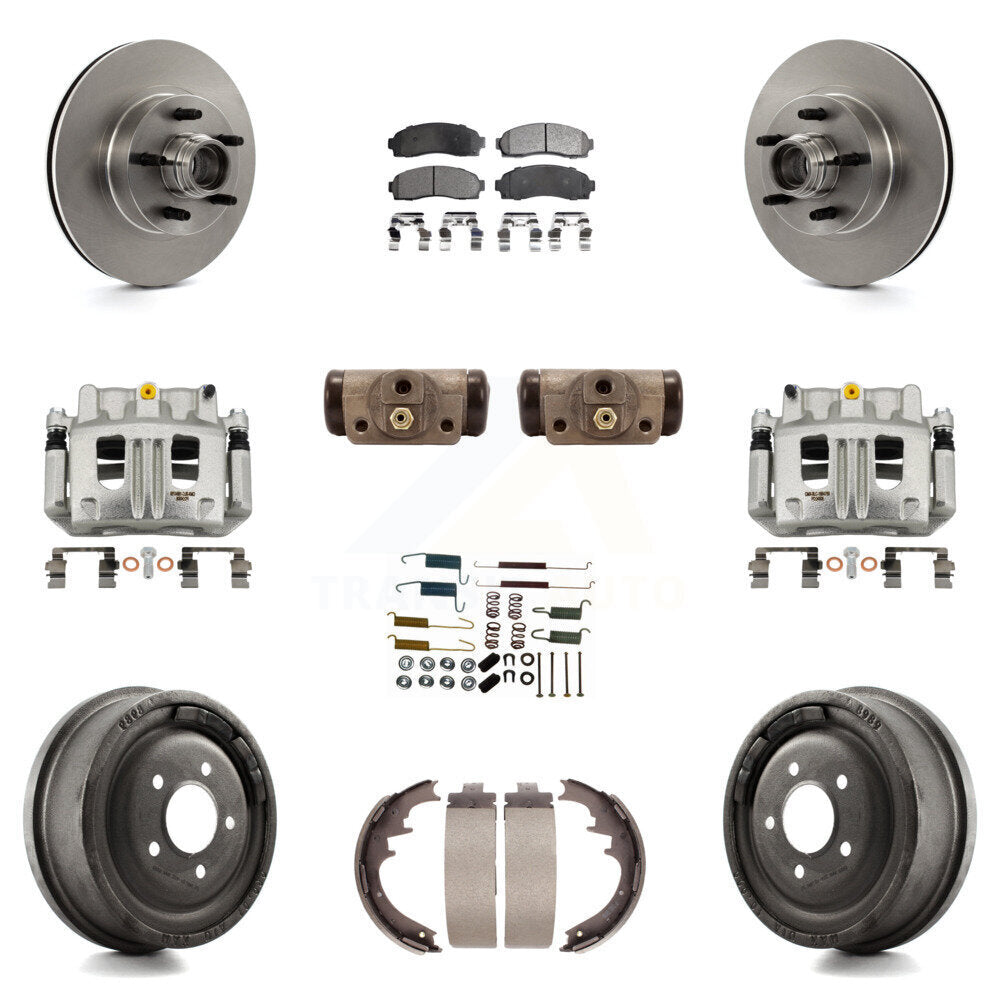 Front Rear Disc Brake Caliper Rotors Drum Semi-Metallic Pad Shoe Cylinder Kit (11Pc) For KC8-100775P