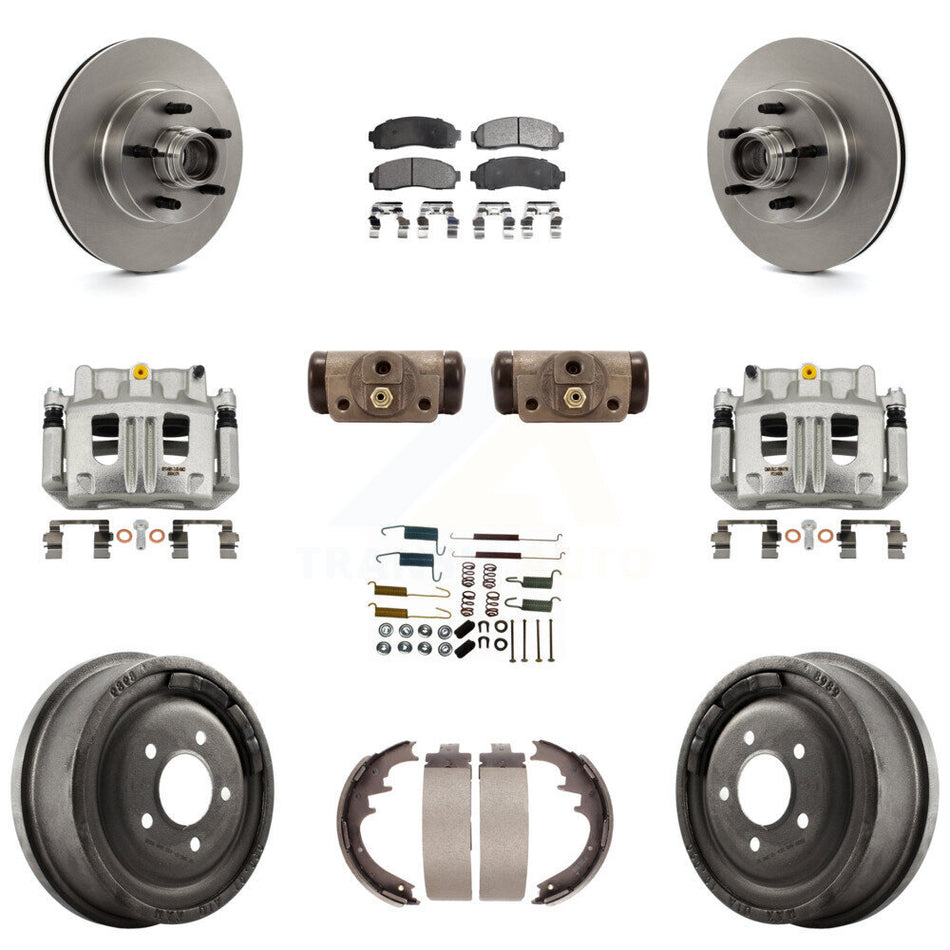Front Rear Disc Brake Caliper Rotors Drum Semi-Metallic Pad Shoe Cylinder Kit (11Pc) For KC8-100775P