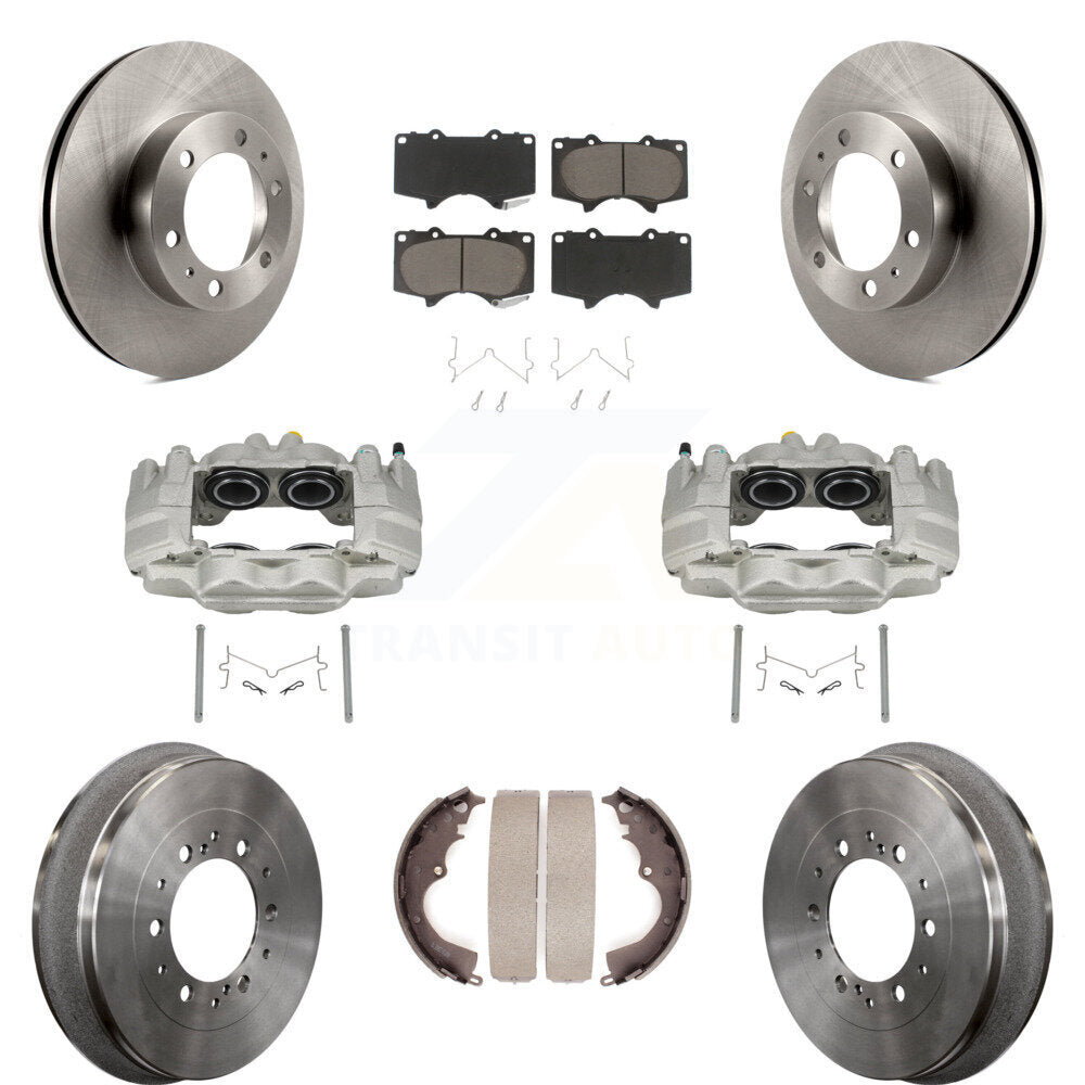 Front Rear Disc Brake Caliper Rotors Drums Ceramic Pads Kit (8Pc) For Toyota Tacoma KC8-100776C