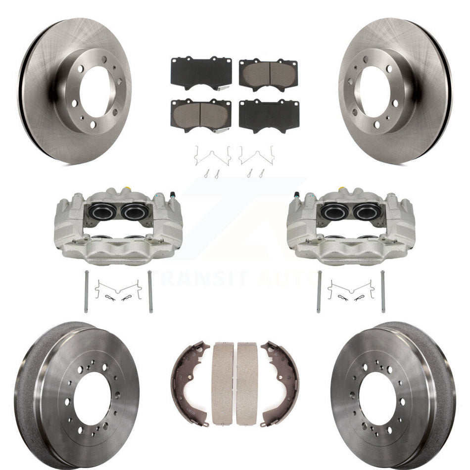 Front Rear Disc Brake Caliper Rotors Drums Ceramic Pads Kit (8Pc) For Toyota Tacoma KC8-100776C