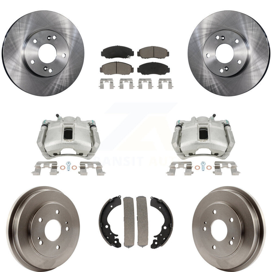 Front Rear Disc Brake Caliper Rotors Drums Ceramic Pads Kit (8Pc) For 2003-2006 Honda Accord 2.4L Vehicles Built Canadian Market KC8-100779C
