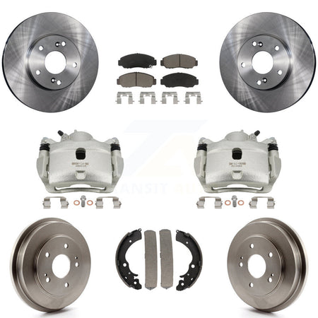 Front Rear Brake Caliper Rotors Drums Ceramic Pads Kit (8Pc) For 2007 Honda Accord 2.4L KC8-100780C