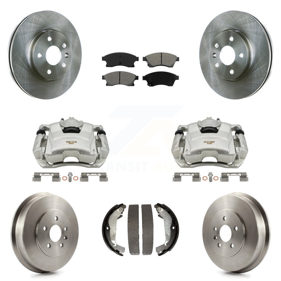 Front Rear Disc Brake Caliper Rotors Drums Semi-Metallic Pads Kit (8Pc) For Chevrolet Cruze Limited KC8-100780S