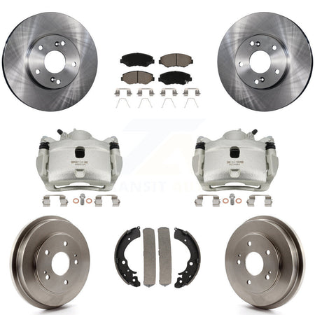 Front Rear Disc Brake Caliper Rotors Drums Ceramic Pads Kit (8Pc) For Honda Fit Accord KC8-100781C
