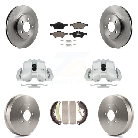 Front Rear Disc Brake Caliper Rotors Drums Ceramic Pads Kit (8Pc) For Ford Escape Mercury Mariner KC8-100782C by Transit Auto