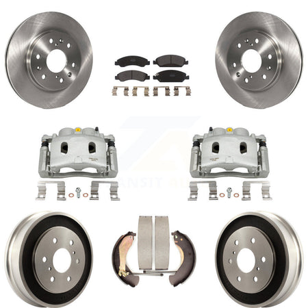 Front Rear Brake Caliper Rotors Drum Semi-Metallic Pads Kit (8Pc) For Chevrolet GMC 1500 KC8-100782P