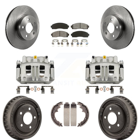 Front Rear Brake Caliper Rotors Drums Semi-Metallic Pads Kit (8Pc) For Ford Ranger Mazda KC8-100782S