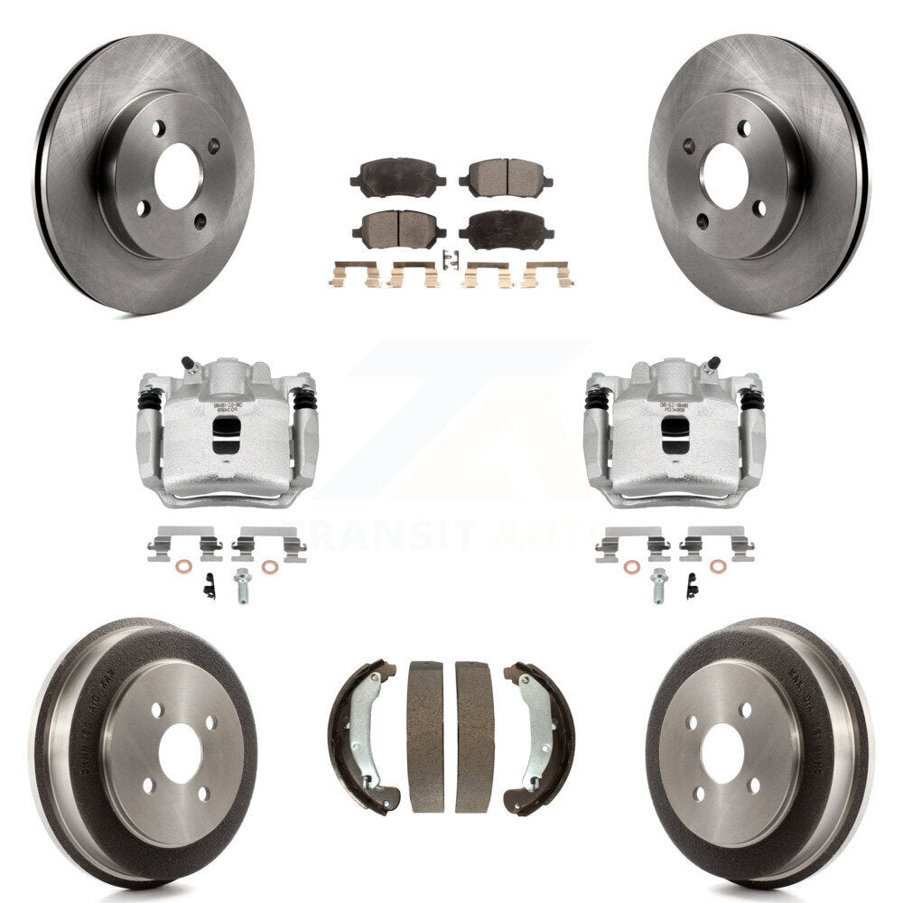 Front Rear Disc Brake Caliper Rotors Drum Ceramic Pad Kit (8Pc) For Saturn Ion Chevrolet KC8-100782T