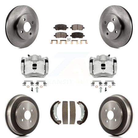 Front Rear Disc Brake Caliper Rotors Drum Ceramic Pad Kit (8Pc) For Saturn Ion Chevrolet KC8-100782T