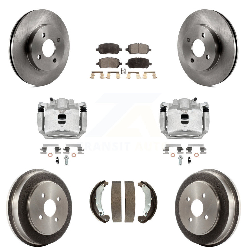 Front Rear Disc Brake Caliper Rotors Drum Ceramic Pad Kit (8Pc) For Saturn Ion Chevrolet KC8-100782T
