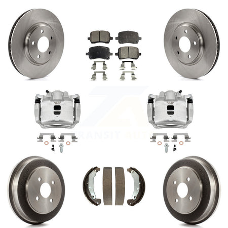 Front Rear Brake Caliper Rotors Drum Ceramic Pad Kit (8Pc) For 2006 Pontiac Pursuit 2.2L KC8-100783T